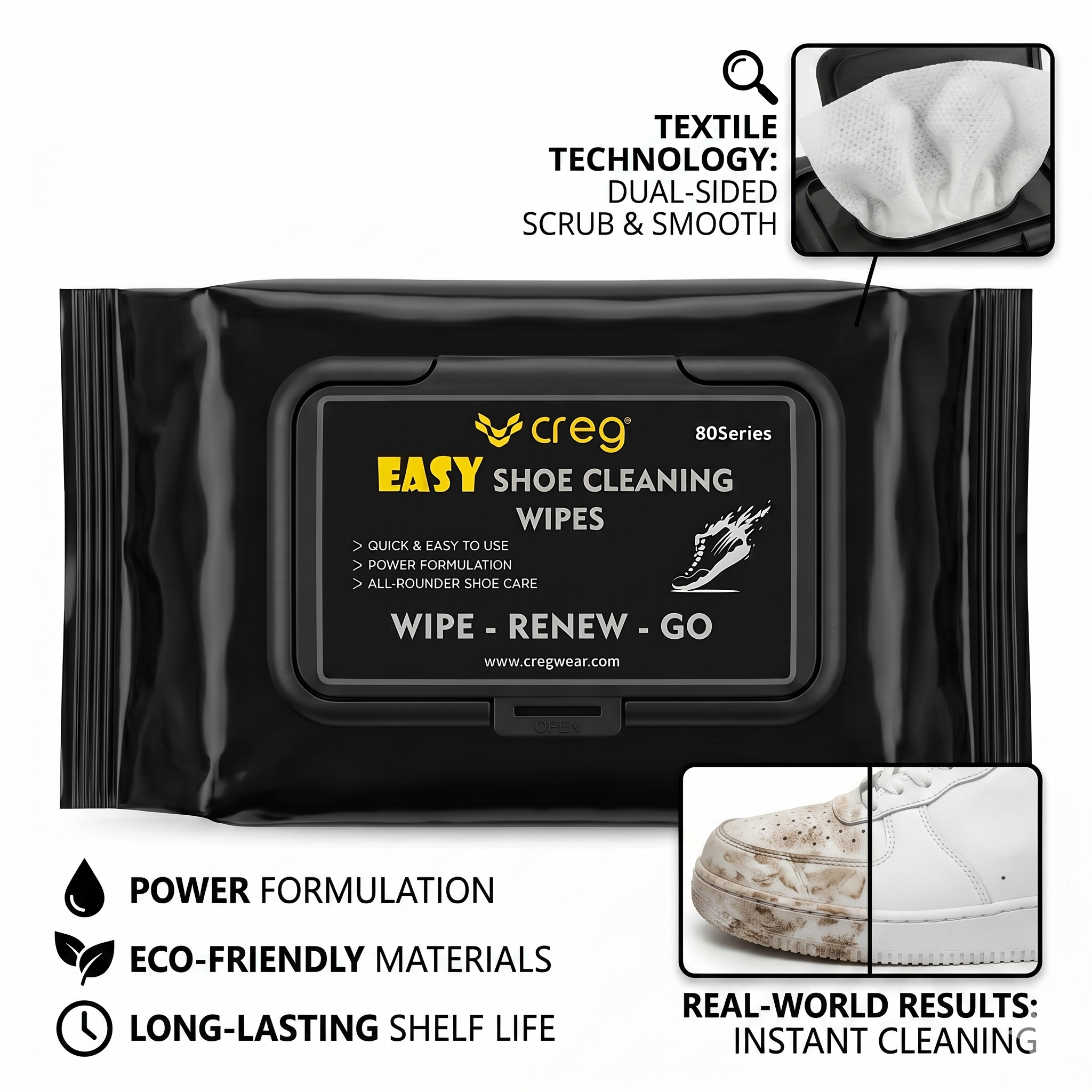 Shoe Cleaning Wipes | 80 Premium Sneaker Wipes