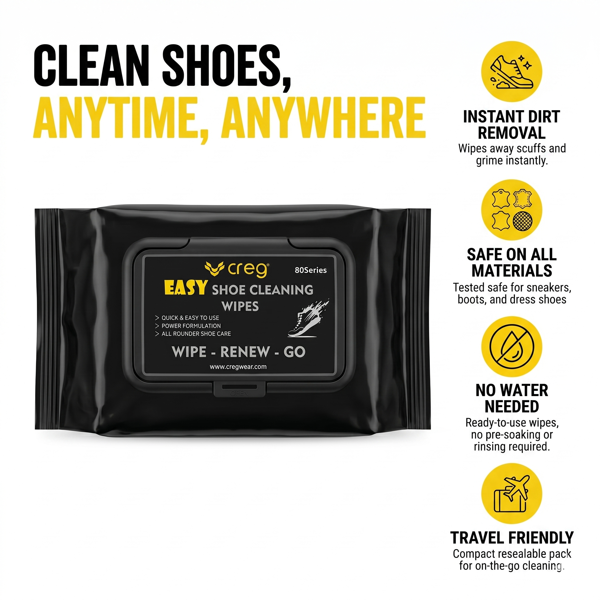 Shoe Cleaning Wipes | 80 Premium Sneaker Wipes