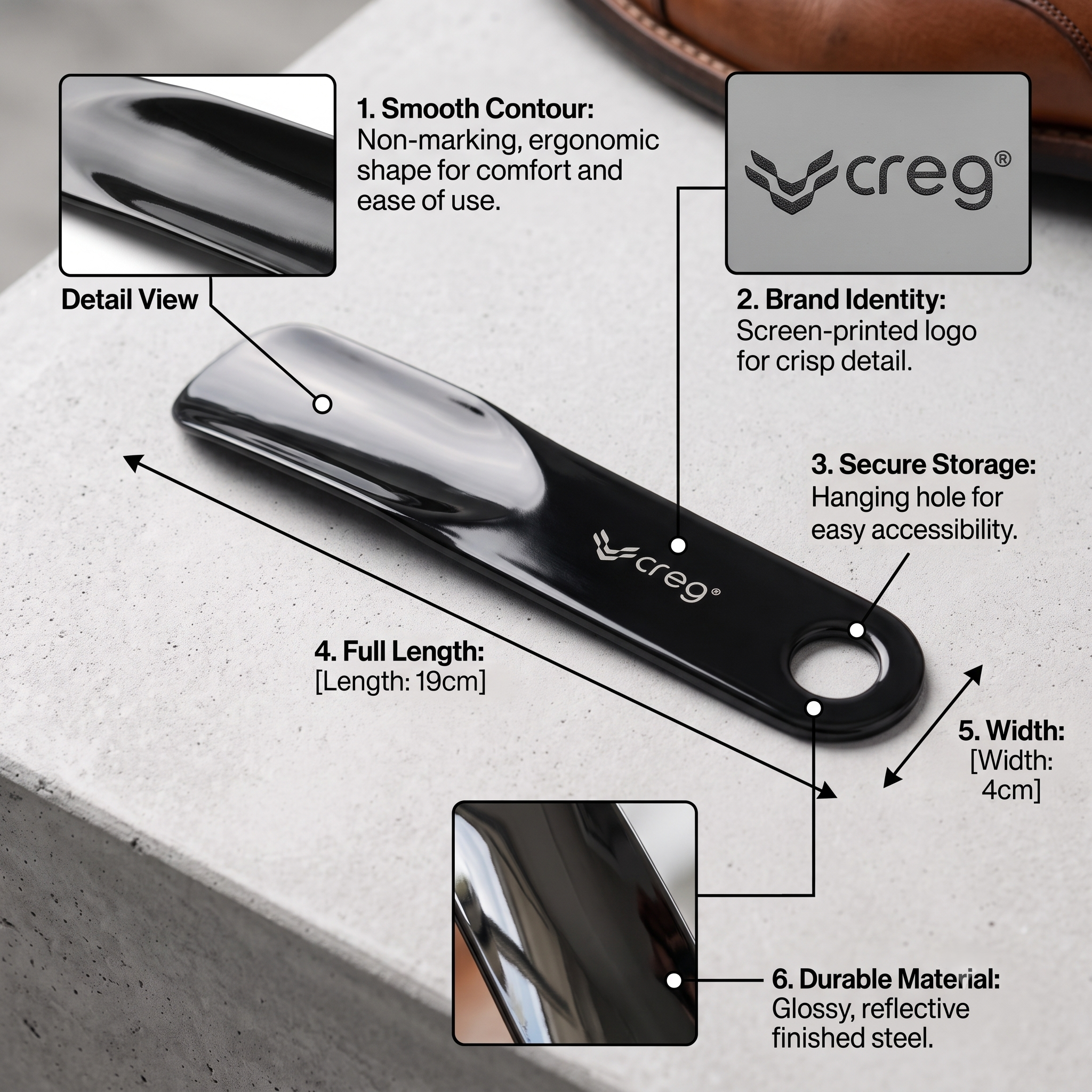 PREMIUM ABS PLASTIC SHOE HORN FOR MEN & WOMEN | BLACK & GREY
