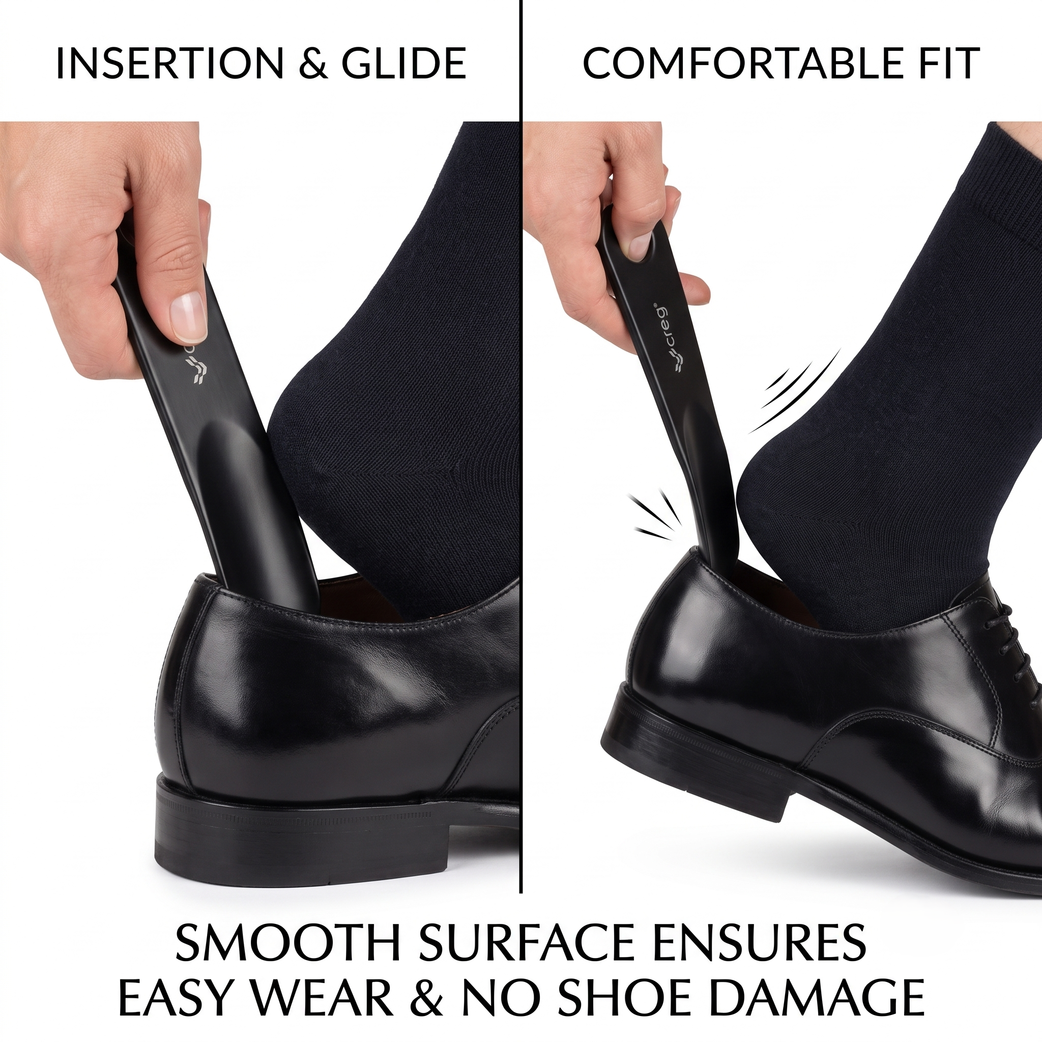 PREMIUM ABS PLASTIC SHOE HORN FOR MEN & WOMEN | BLACK & GREY
