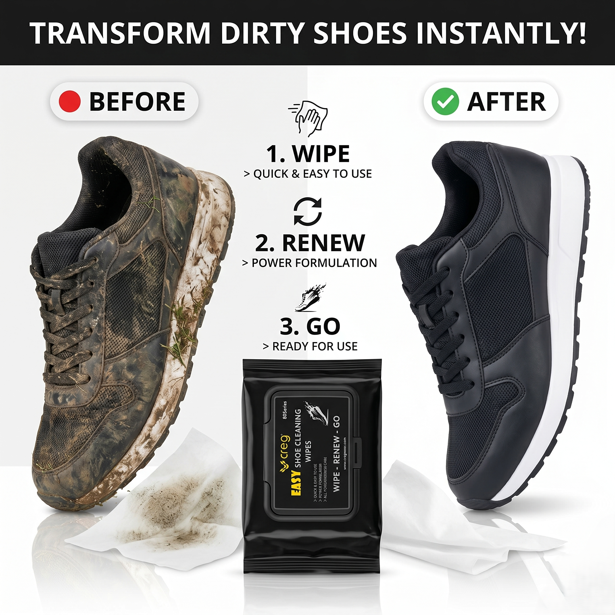 Shoe Cleaning Wipes | 80 Premium Sneaker Wipes